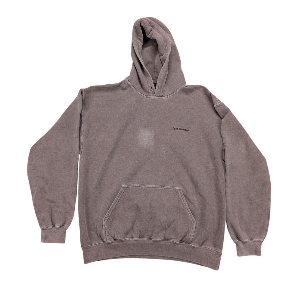 Iets Frans Mens Hoodie Small Faded Brown Embroidered Logo Pullover Sweatshirt